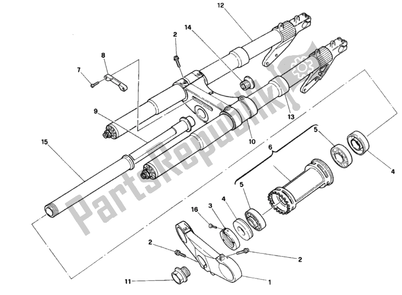 All parts for the Front Fork of the Ducati Superbike 916 R 1997